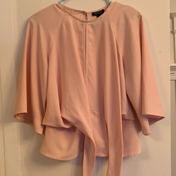 Topshop Pink/Blush Front Knot Kimono Top - Picture 4 of 6